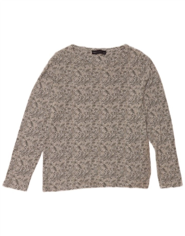 Marks & Spencer Haut à manches longues pour femme en coton floral vert moyen UK 42