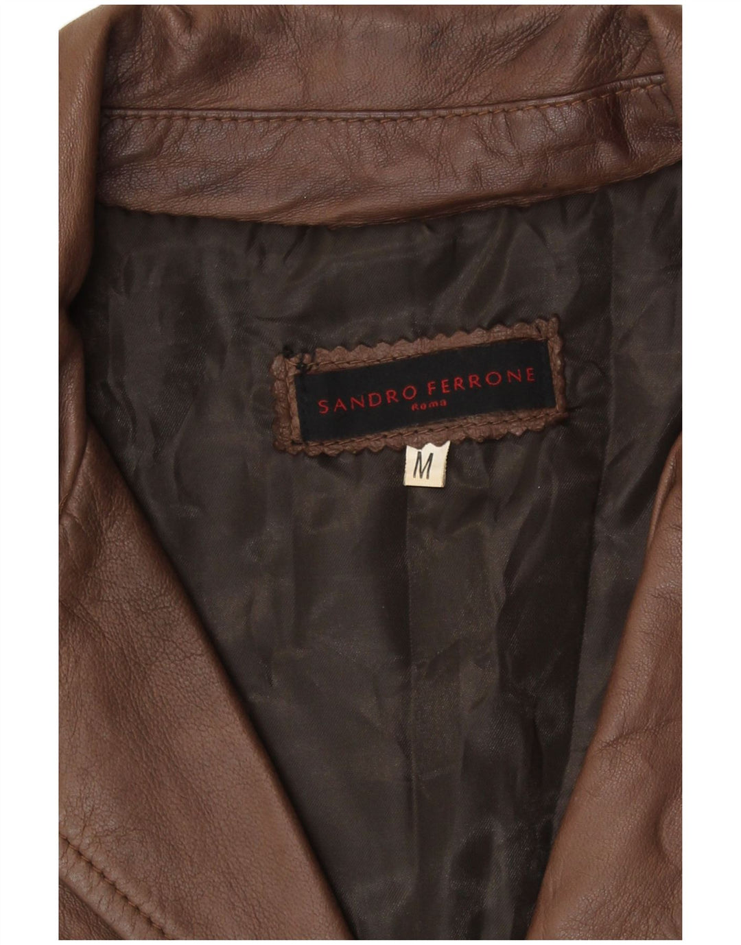 Sandro Ferrone Manteau en cuir pour femme UK 12 Cuir marron moyen