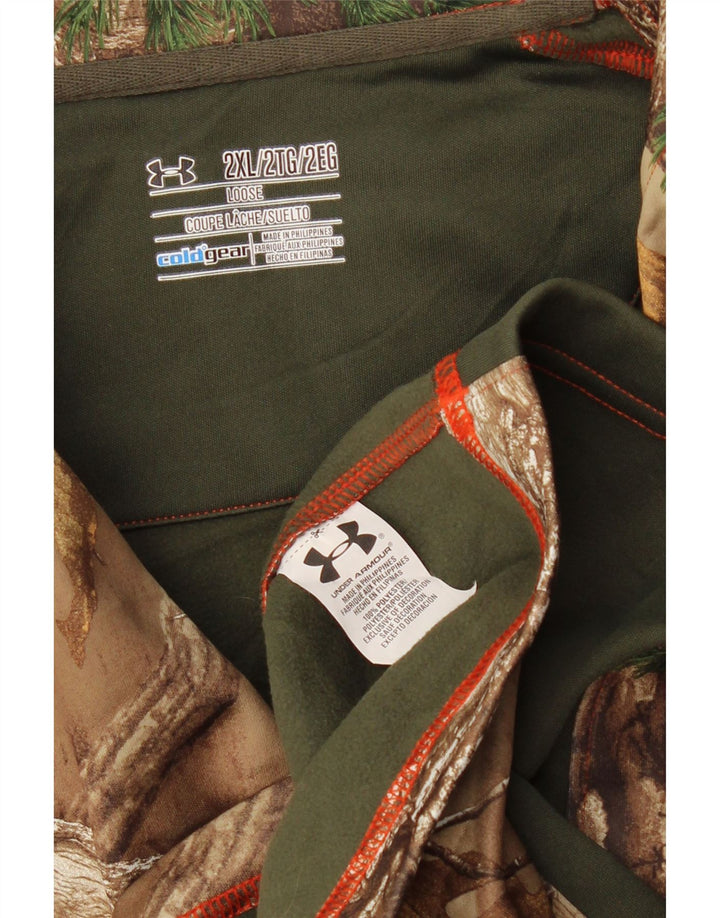 UNDER ARMOUR Haut de Survêtement Cold Gear Pull Homme Marron 2XL Colorblock