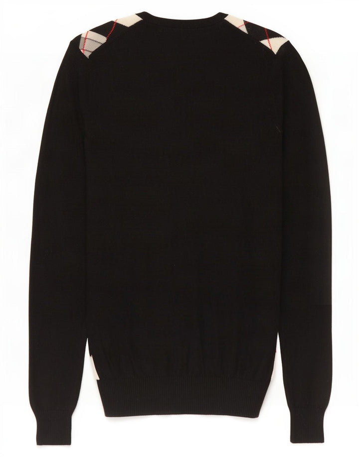 Lacoste Femme Col V Pull Pull Taille 40 Moyen Noir Argyle/Diamant