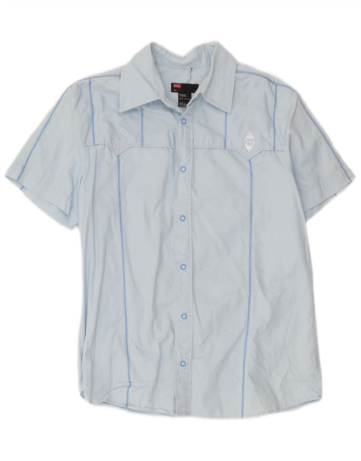 Chemise à manches courtes Diesel pour hommes, grand coton rayé bleu