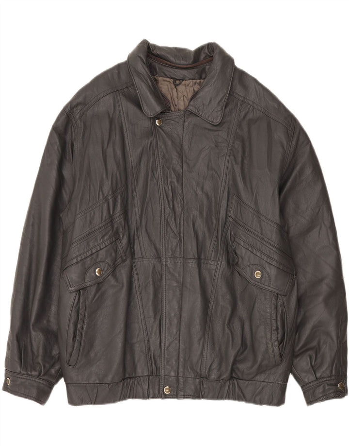 veste en cuir homme vintage IT 56 3XL Noir