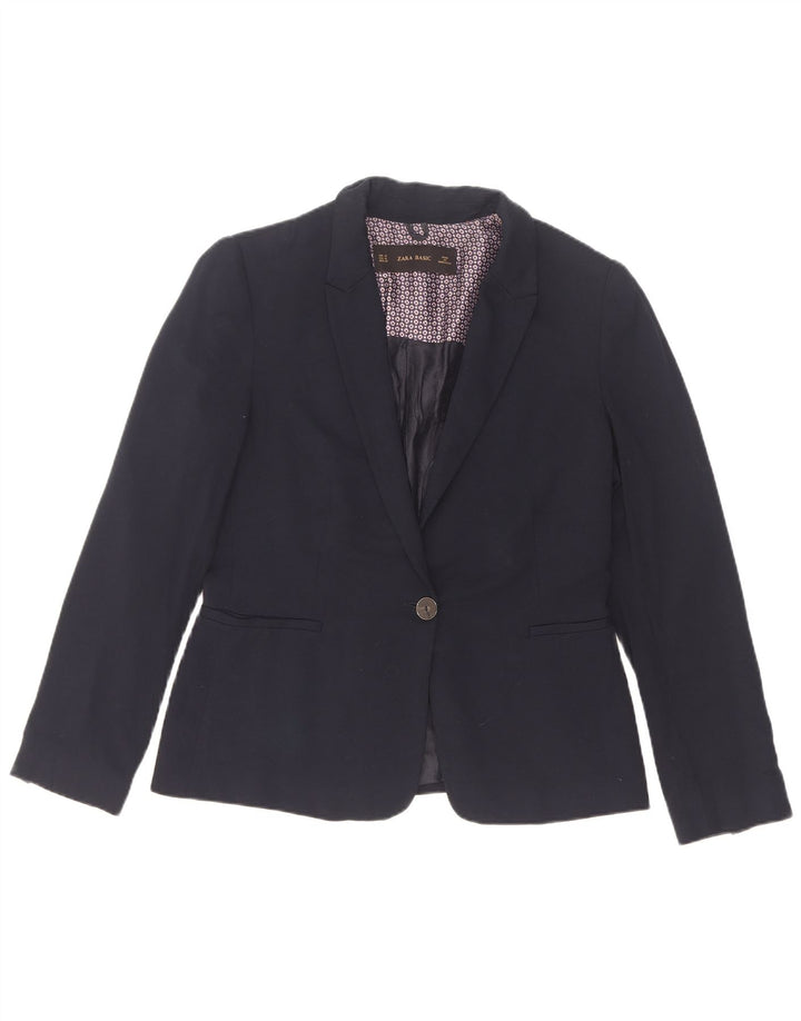 Zara Veste Blazer 1 Bouton Femme UK 12 Bleu Marine Moyen