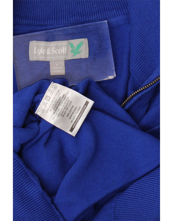 Lyle & Scott Pull à col zippé pour homme en coton bleu moyen