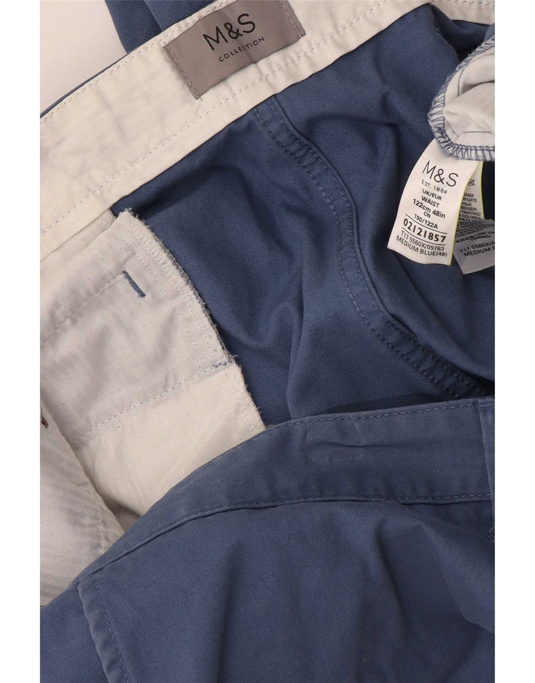 Marks & Spencer Short Chino Homme W48 4XL Bleu Coton