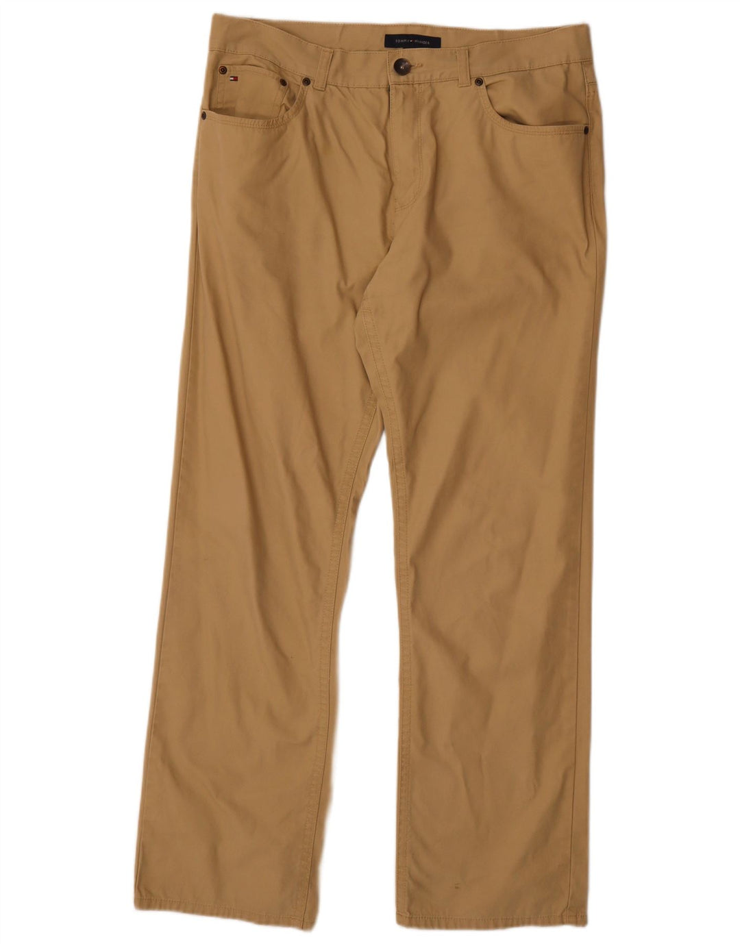 TOMMY HILFIGER Pantalon décontracté droit pour homme W33 L32 Beige Coton