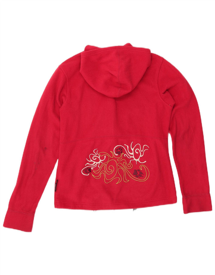 JACK WOLFSKIN Veste polaire à capuche graphique pour femme UK 10 Small Rouge