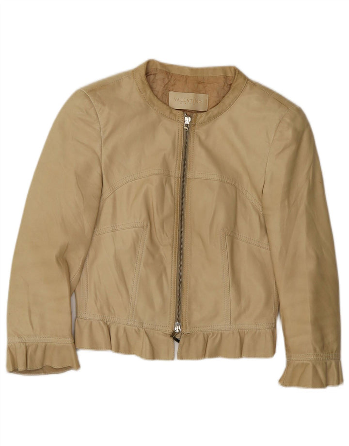 Valentino Veste en cuir courte pour femme IT 40 Petit cuir beige