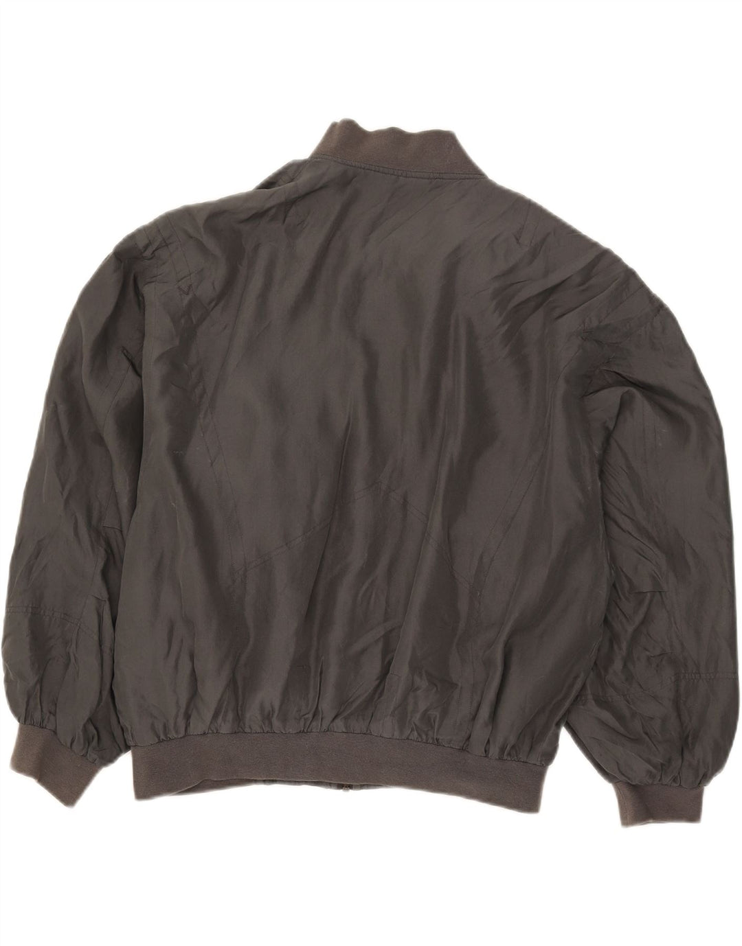 vintage Mens Bomber Jacket UK 38 Soie Grise Moyenne