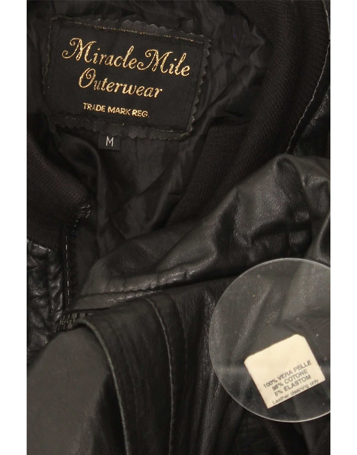 Veste en cuir femme vintage UK 14 Noir Moyen