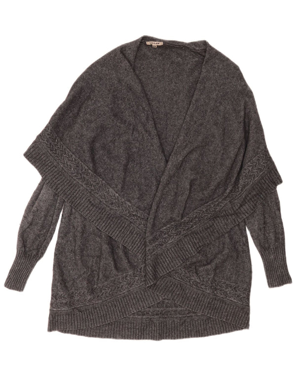 Jigsaw Cardigan Long pour Femme UK 10 Petite Laine Grise