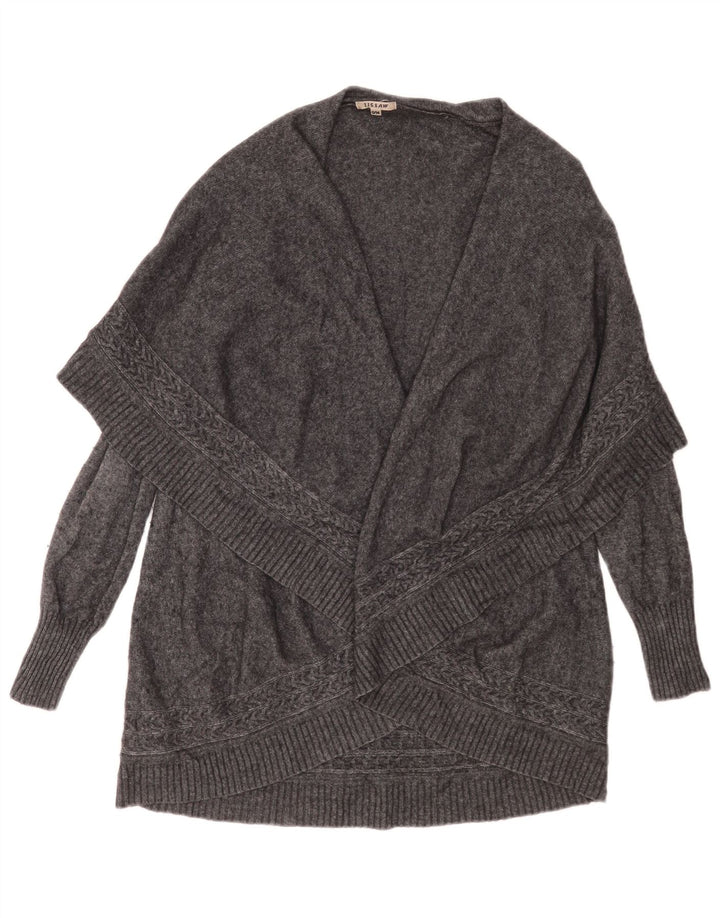 Jigsaw Cardigan Long pour Femme UK 10 Petite Laine Grise