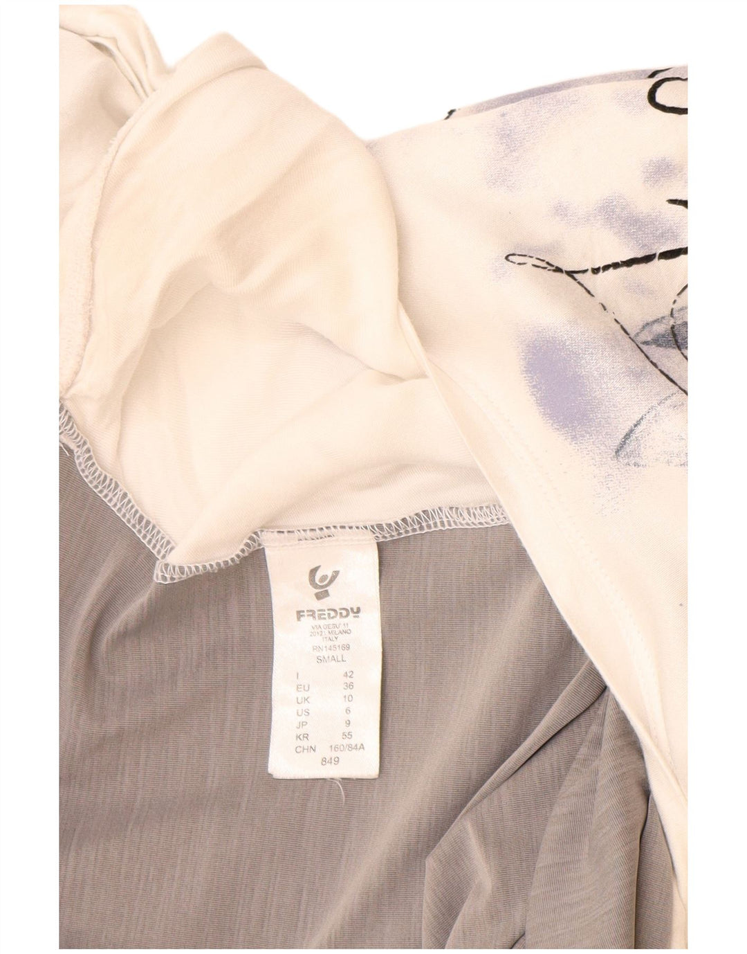 Freddy T-shirt graphique surdimensionné pour femme UK 10 Small Blanc Colourblock