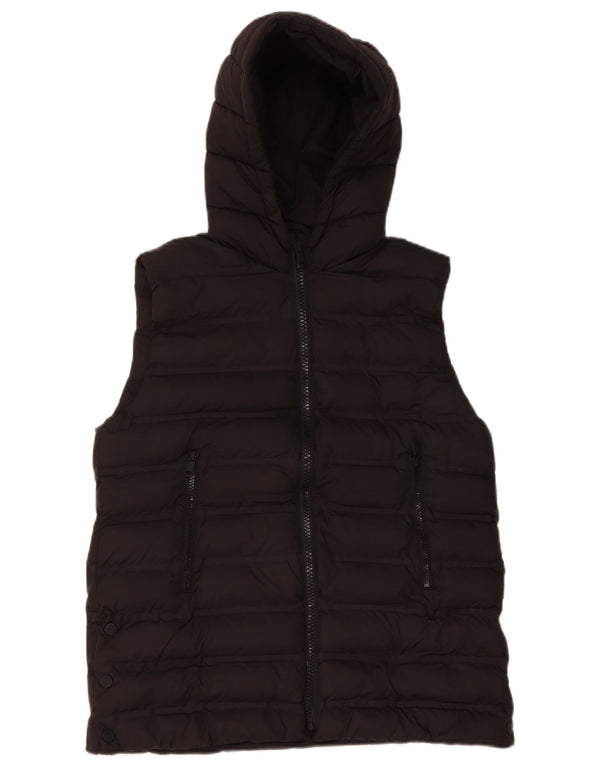 Zara Gilet rembourré à capuche pour fille 11-12 ans Noir Polyester