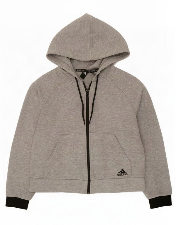 Adidas Pull à capuche zippé pour femme UK 8/10 Petit coton moucheté gris
