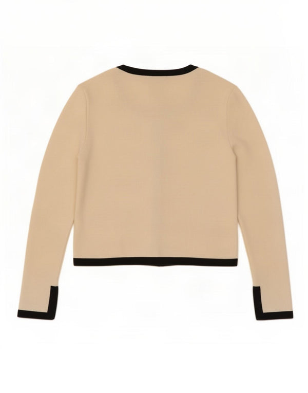 Zara Womens Crop Cardigan Sweater UK 12 Medium Blanc Colorblock
