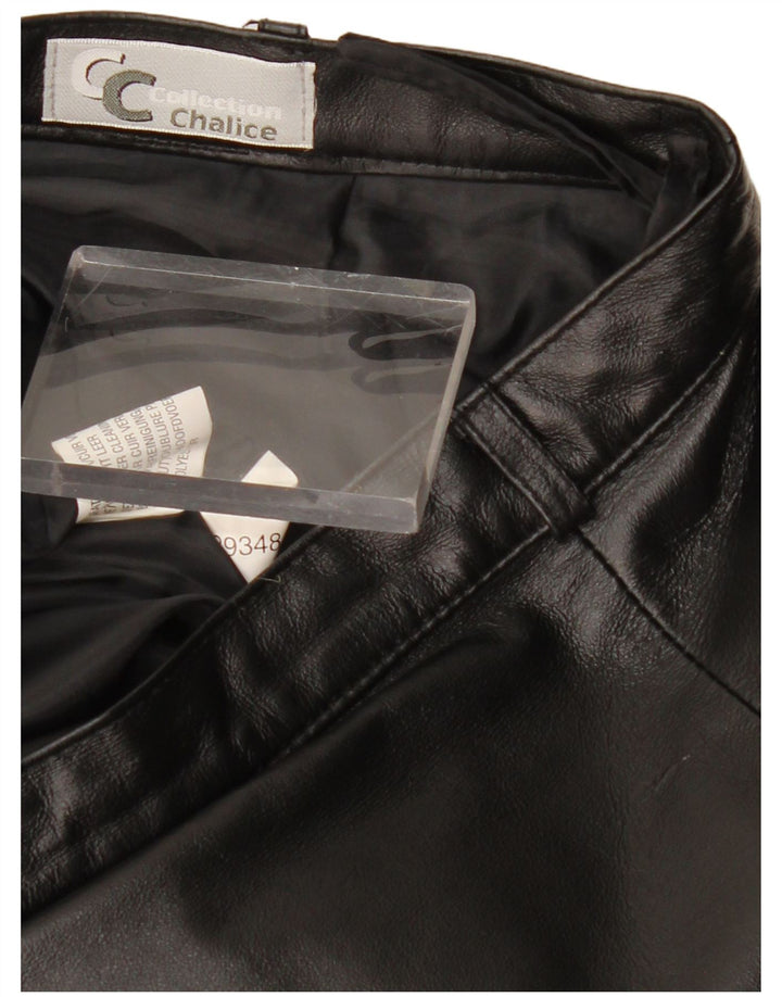 jupe en cuir femme vintage W28 Cuir noir moyen
