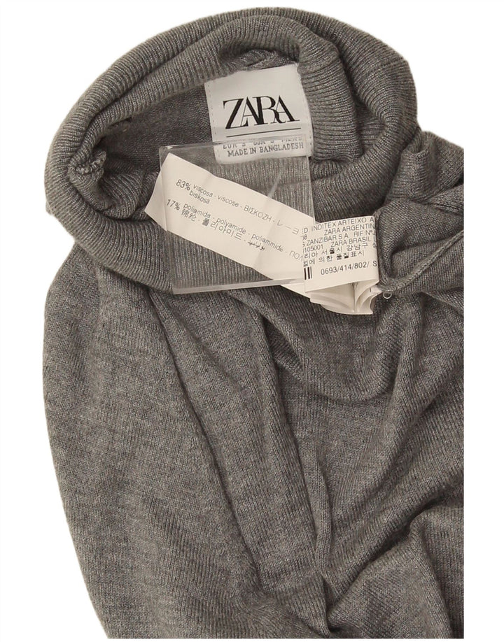 Zara Pull col roulé pour femme UK 10 Small Gris Viscose