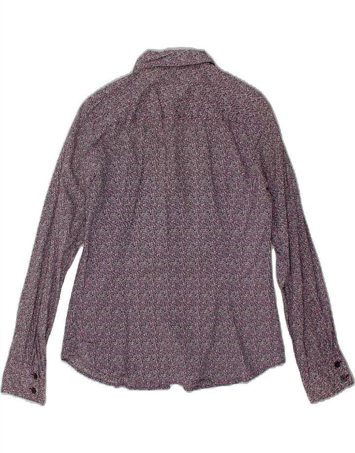 J. CREW Womens Shirt US 6 Medium Grey Floral Cotton Vintage J. Crew and Second-Hand J. Crew from Messina Hembry 