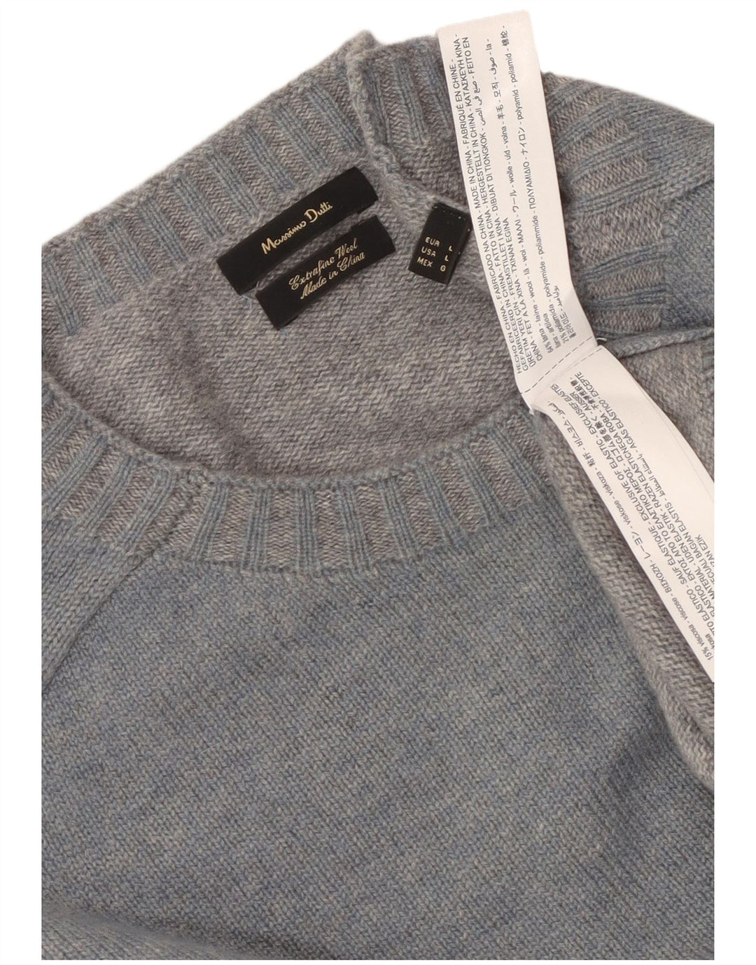 Massimo Dutti Pull à col rond pour homme en laine bleue Taille L