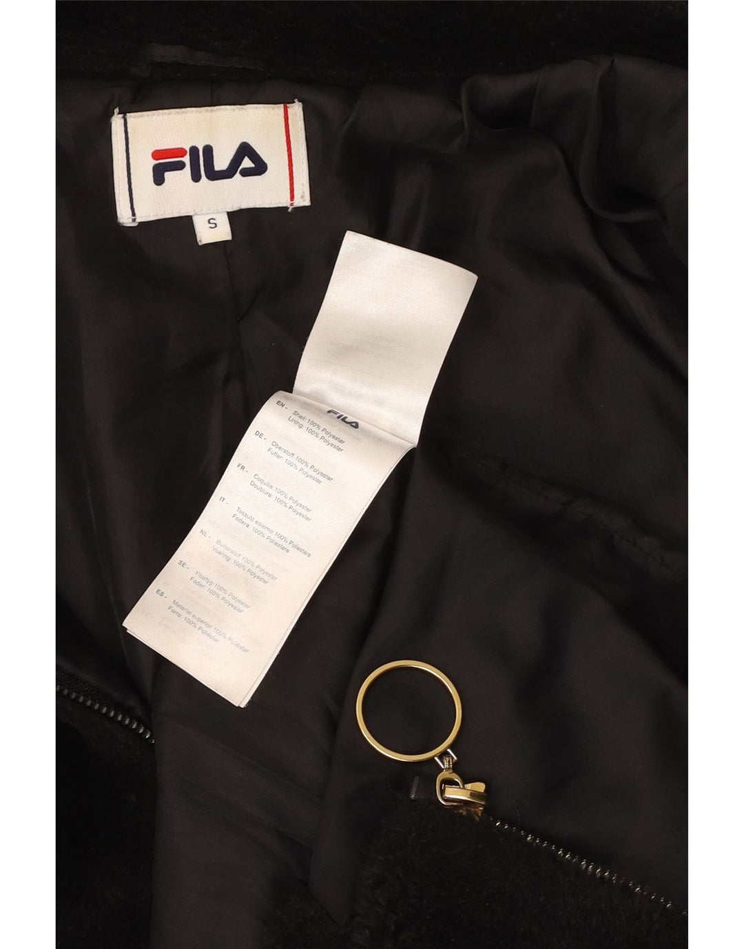 FILA Veste polaire surdimensionnée pour femme UK 10 Small Noir Polyester