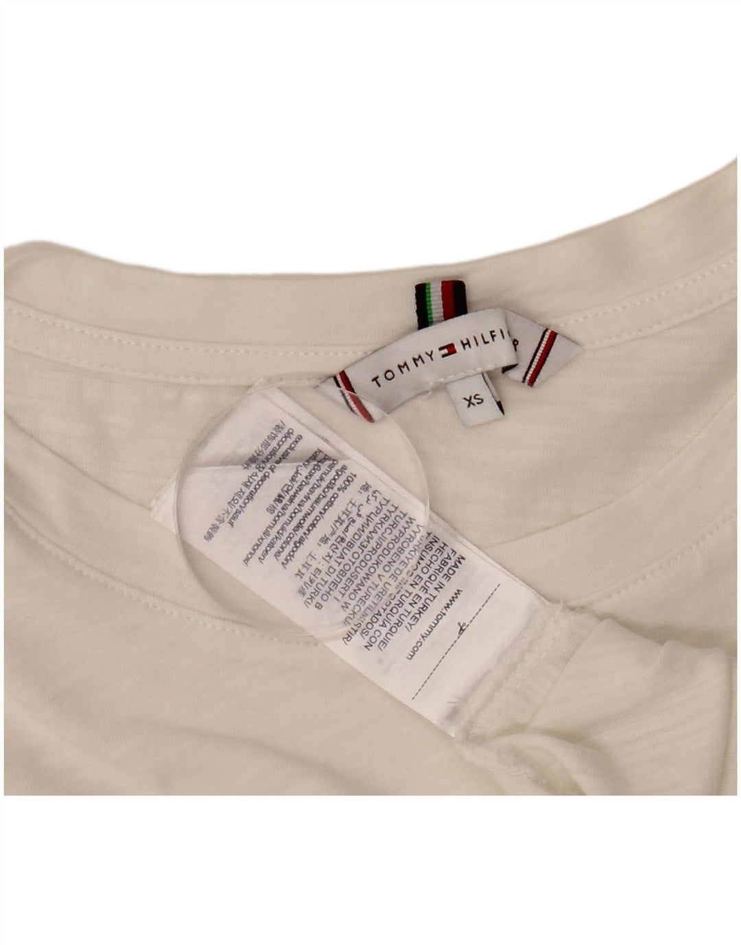 TOMMY HILFIGER T-Shirt Graphique Femme UK 6 XS Blanc Coton