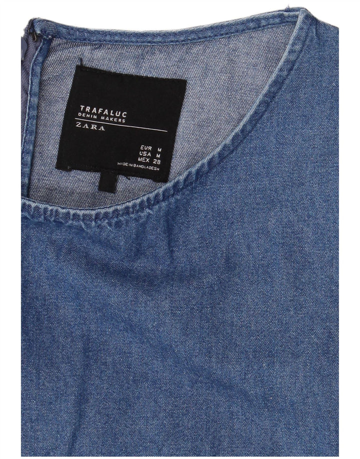 Zara Femme Trafaluc Denim Robe UK 12 Bleu Moyen