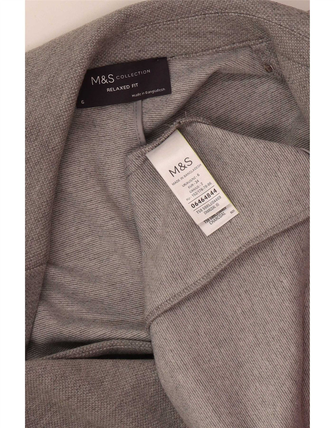 Marks & Spencer Veste blazer coupe décontractée pour femme UK 6 XS Gris Polyester