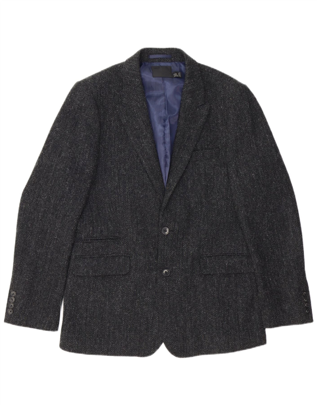HARRIS TWEED Veste blazer à 2 boutons pour homme UK 40 Grand chevron gris
