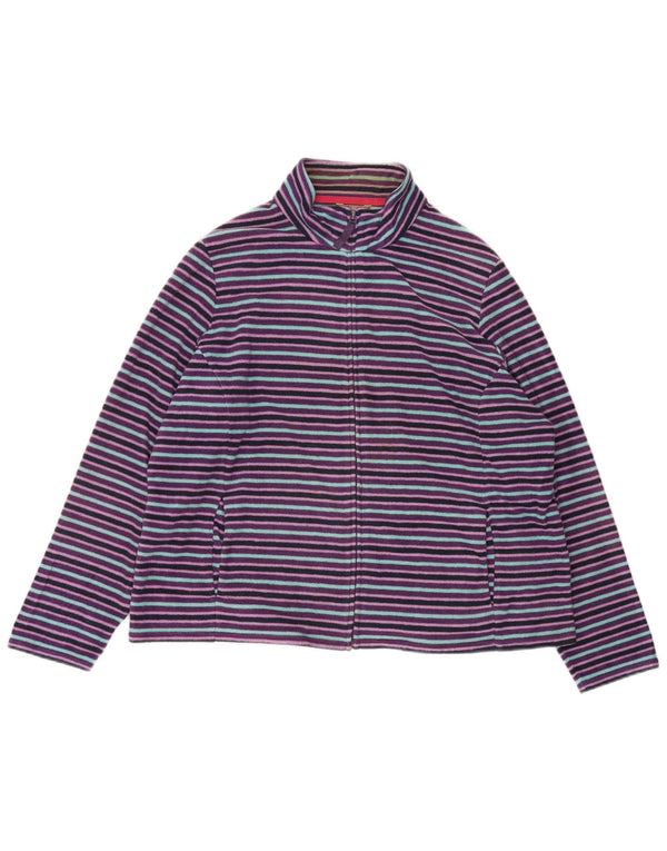 Marks & Spencer Veste Polaire Femme UK 22 2XL Violet Rayé Polyester