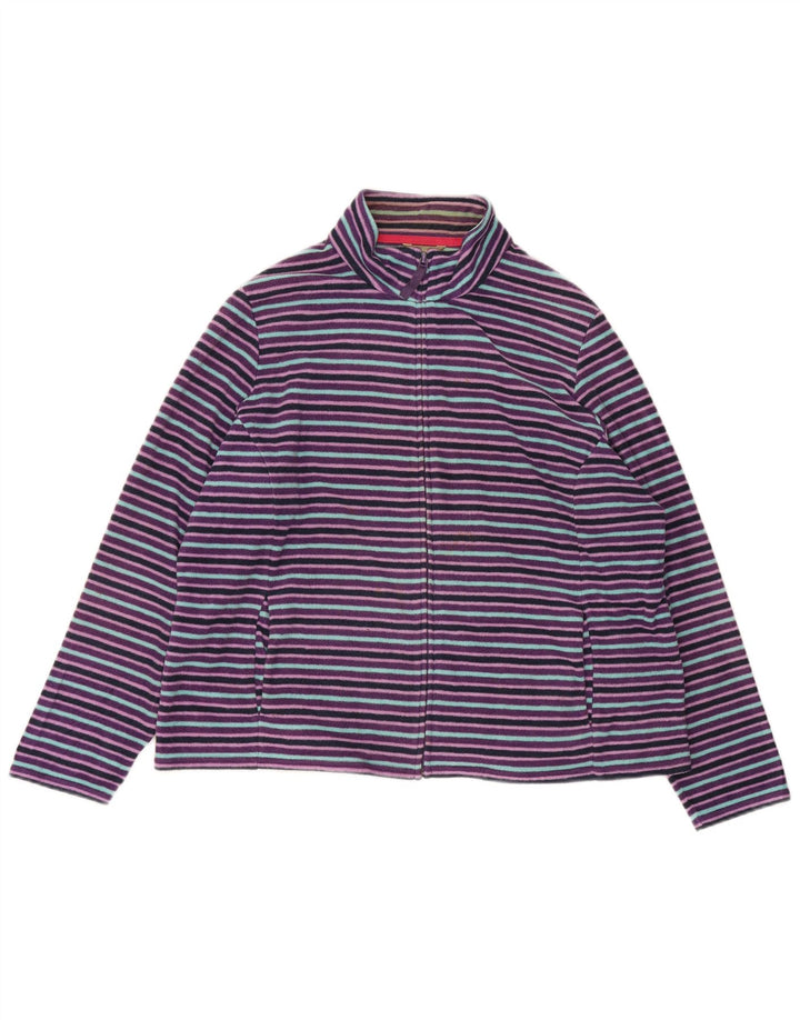 Marks & Spencer Veste Polaire Femme UK 22 2XL Violet Rayé Polyester