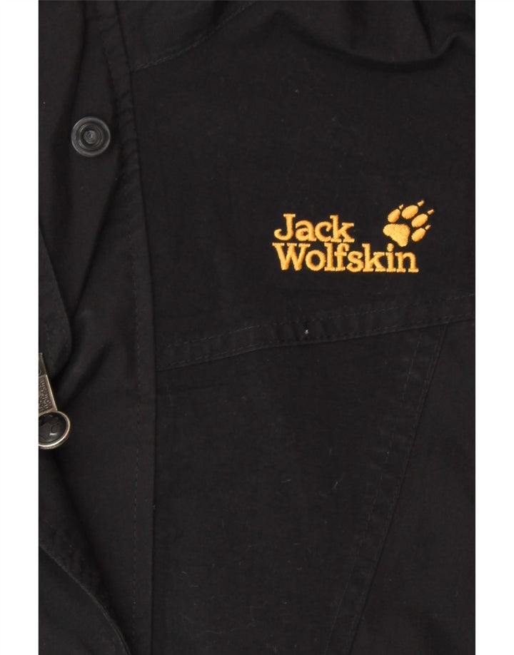 JACK WOLFSKIN Womens Hooded Rain Jacket UK 10 Small Black Polyester Vintage Jack Wolfskin and Second-Hand Jack Wolfskin from Messina Hembry 
