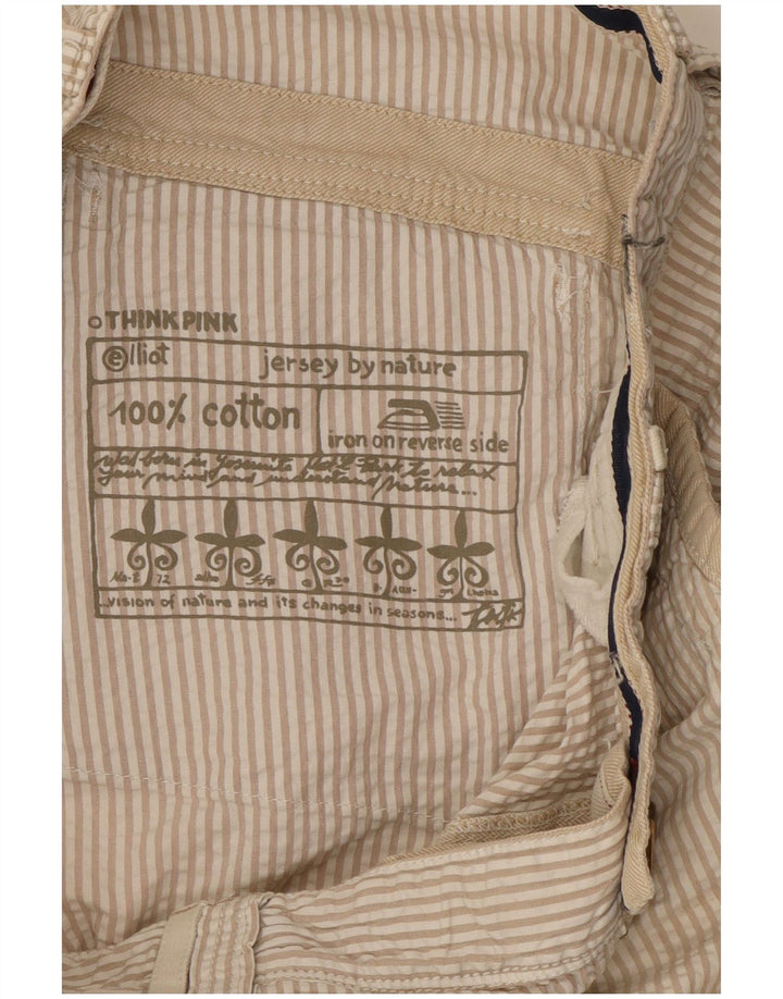 Think Pink Short Cargo Homme W32 Grand Coton Rayé Beige