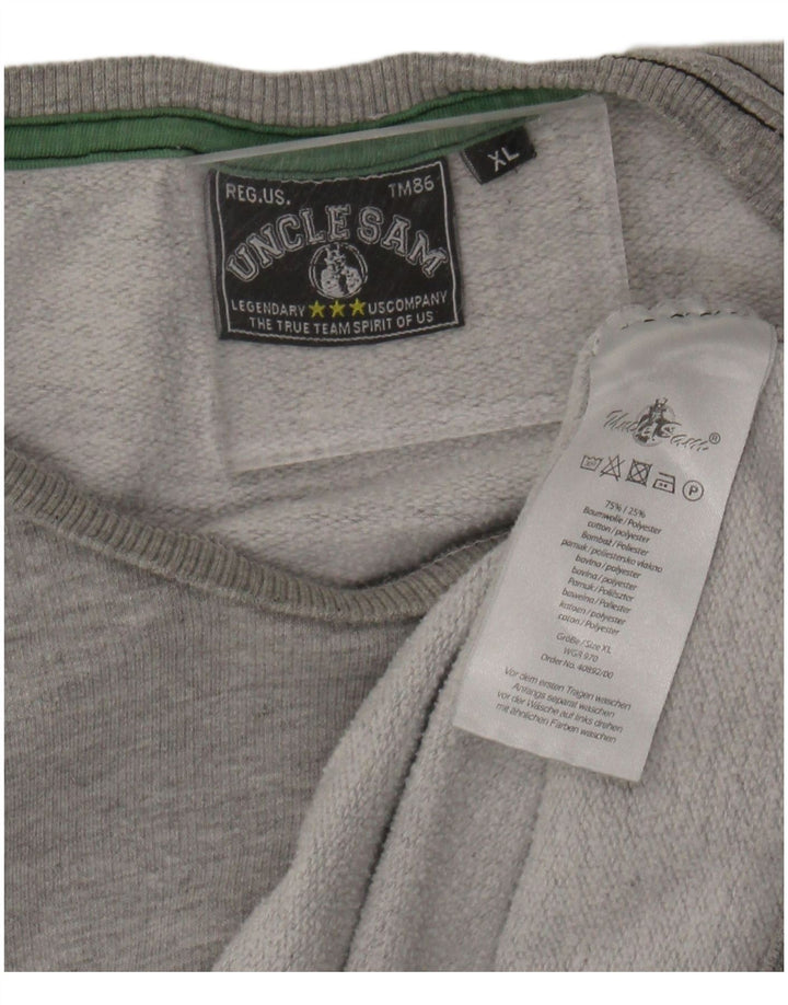 UNCLE SAM Mens Graphic Sweatshirt Jumper XL Grey Colourblock Cotton