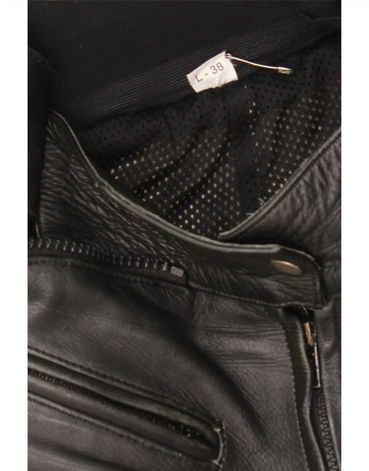 VINTAGE Pantalon Femme EU 38 Moyen W28 L27 Cuir Colorblock Noir