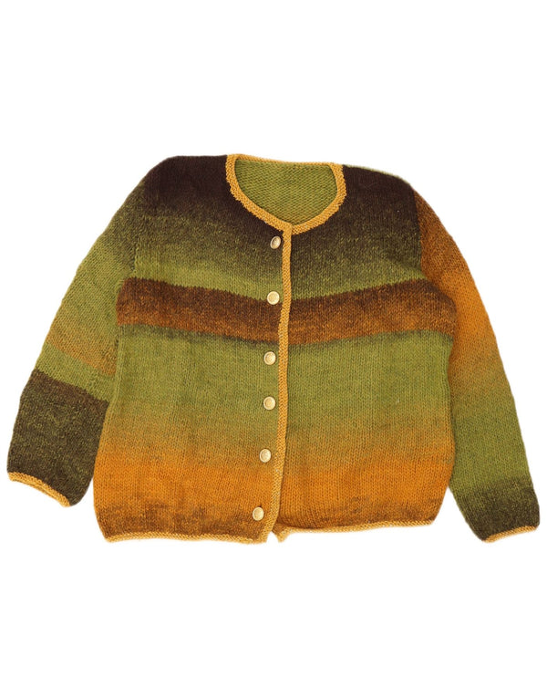 vintage Womens Cardigan Sweater UK 12 Medium Green Colourblock Rétro