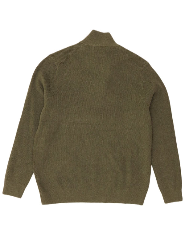 Marks & Spencer Pull à col zippé pour homme Large Vert Polyester
