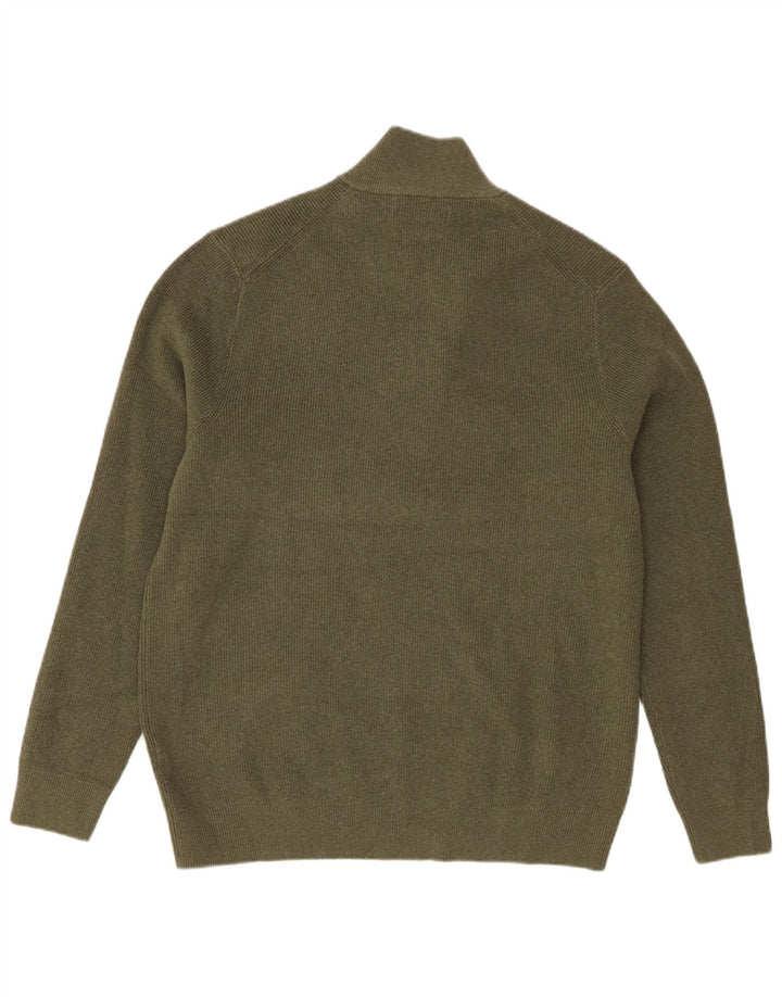 Marks & Spencer Pull à col zippé pour homme Large Vert Polyester