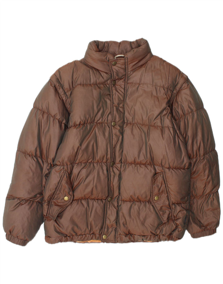 Sergio Tacchini Veste matelassée à capuche pour homme UK 38 Marron moyen Polyamide