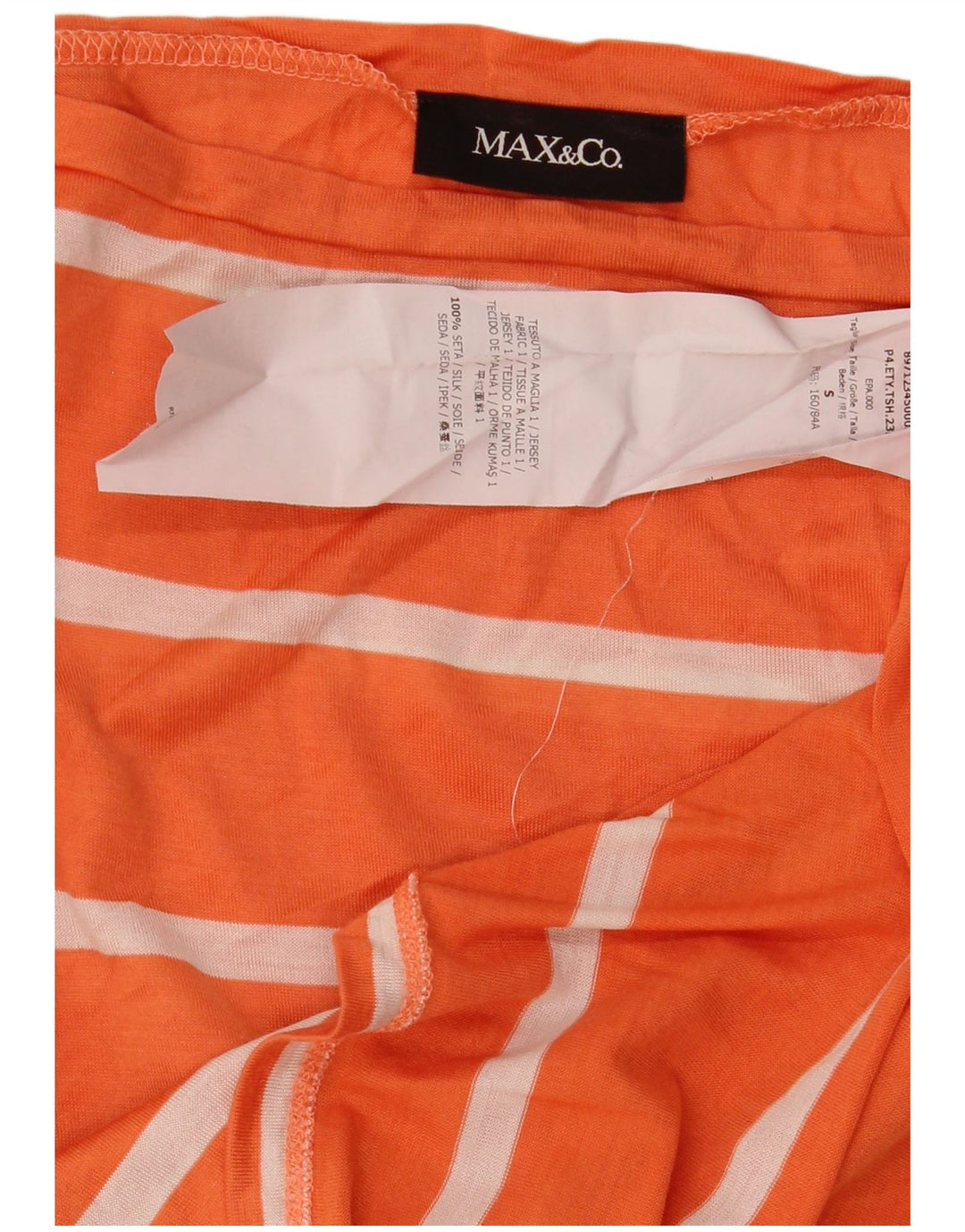 Max & Co. Haut pour femme à manches 3/4 UK 10 Petite soie rayée orange