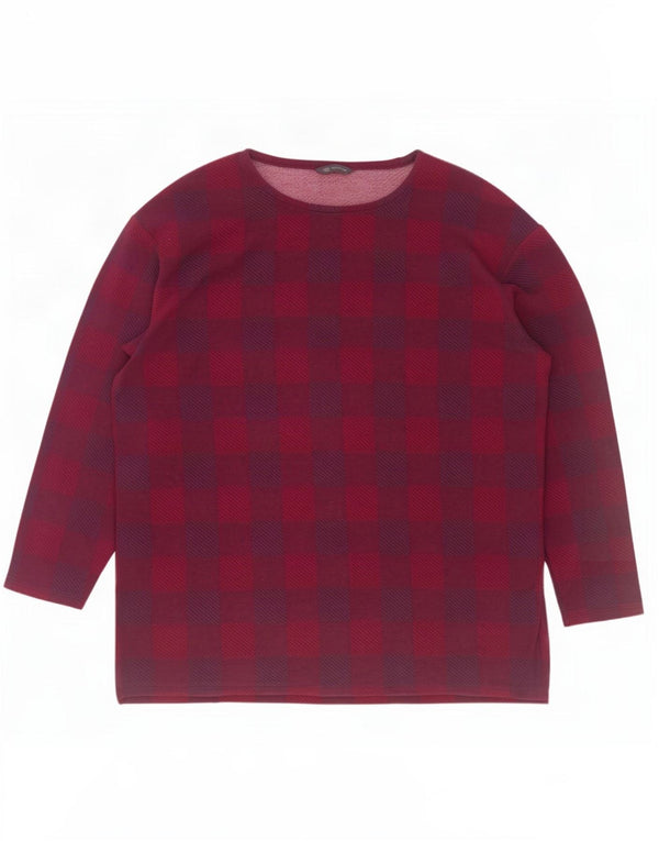 Marks & Spencer Chemisier à manches longues pour femme UK 20 2XL Bordeaux à carreaux