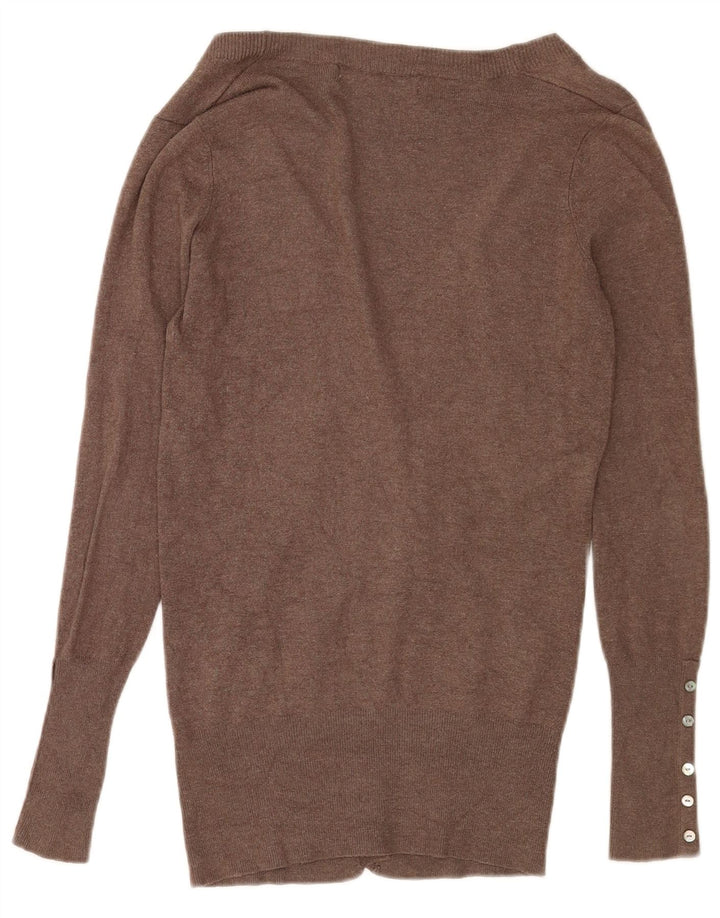 Zara Cardigan Femme Pull UK 12 Rayonne Marron Moyen