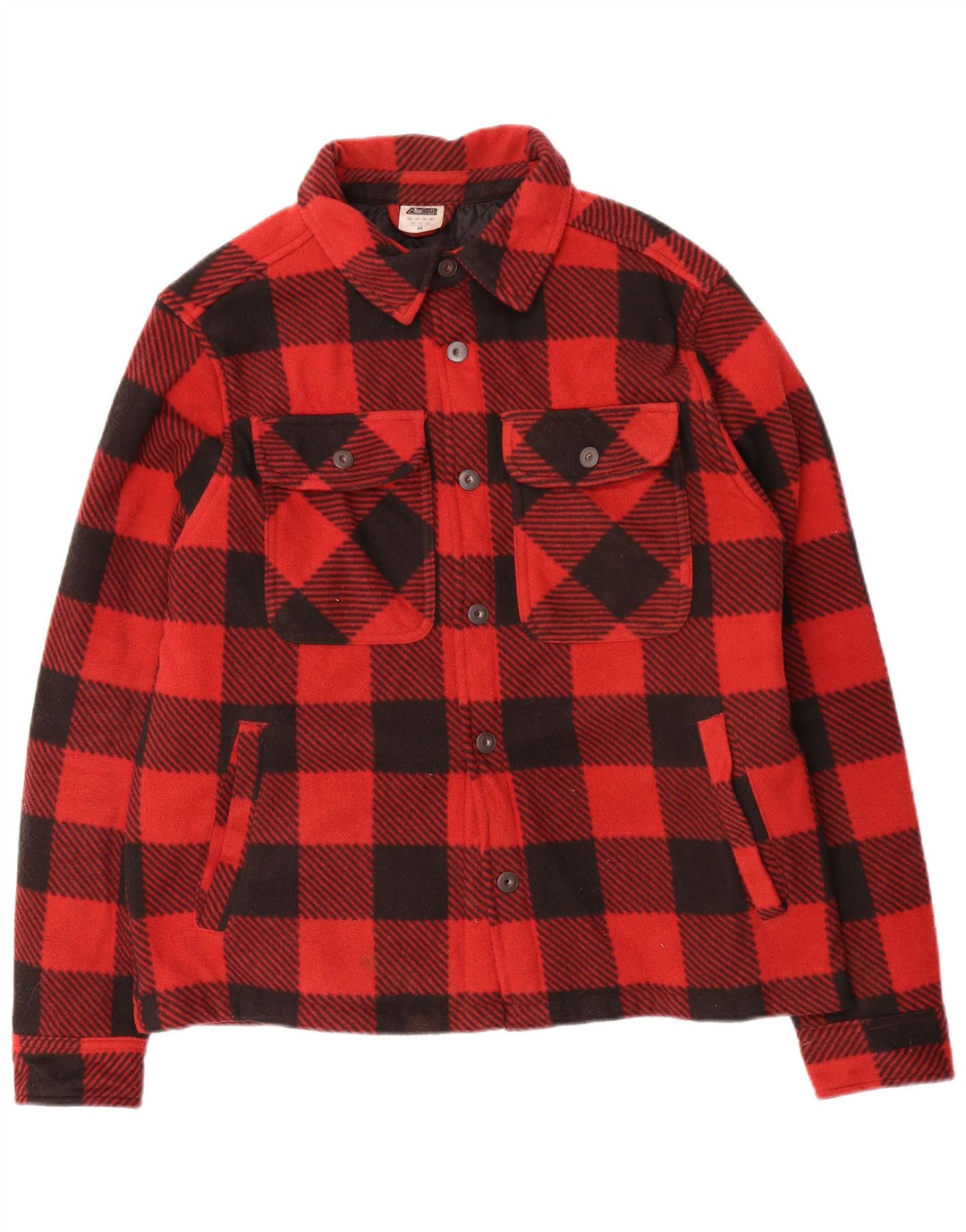 vintage Mens Fleece Bomber Jacket EU 50 Grand Plaid Rouge Polyester
