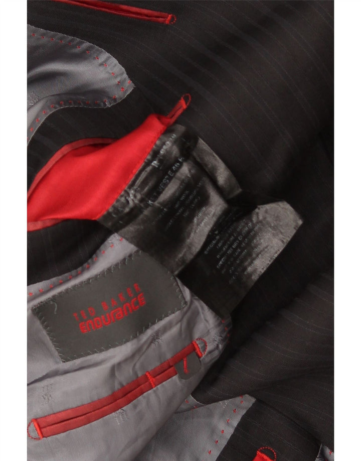 Ted Baker Veste blazer à 2 boutons pour homme UK 46 3XL Laine à fines rayures noires