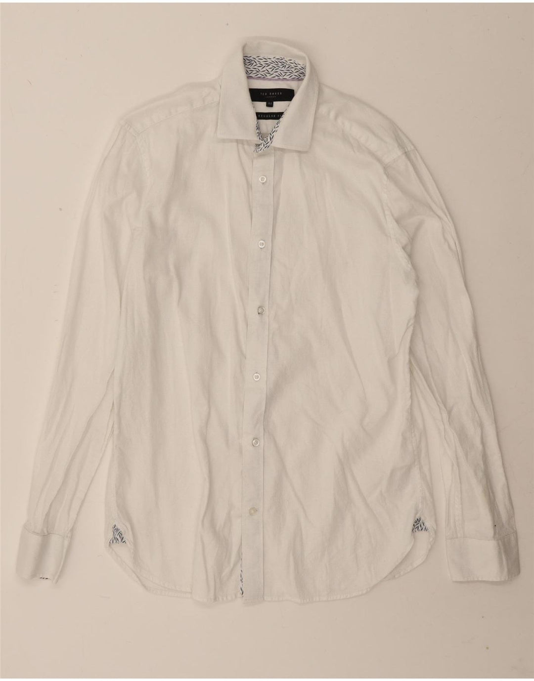Ted Baker Chemise coupe régulière pour homme Taille 15 1/2 Coton blanc moyen