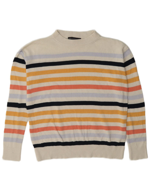 Marks & Spencer Pull ras du cou pour femme UK 6 XS Blanc cassé rayé
