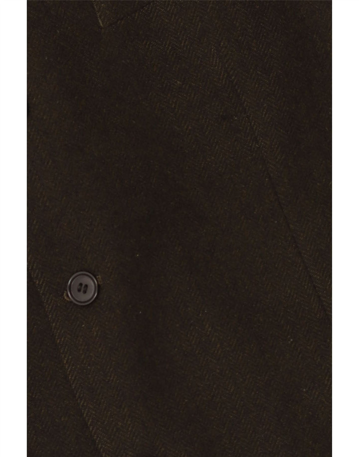 vintage Homme 3 Bouton Blazer Veste IT 54 2XL Kaki Herringbone Cachemire