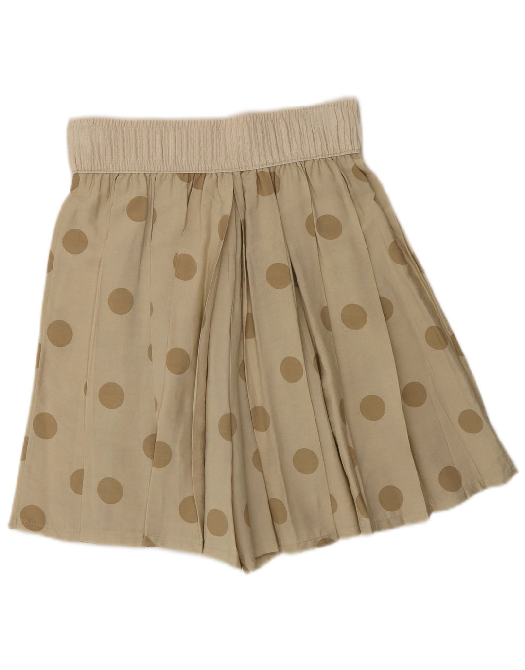 vintage Femmes Taille Haute Cullotes Shorts W28 Moyen Beige Pois