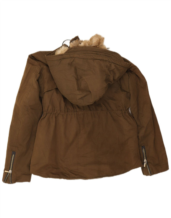 Zara Womens Trafaluc Sherpa Oversize Parka Veste UK 10 Petit Kaki