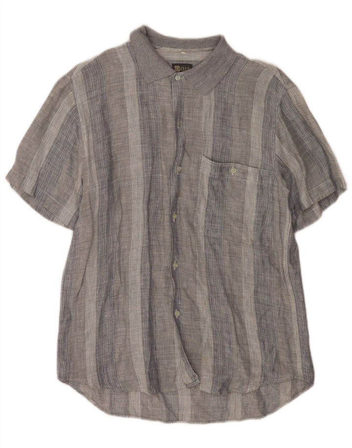 CLUB Chemise à Manches Courtes Homme Gris Moyen Rayé